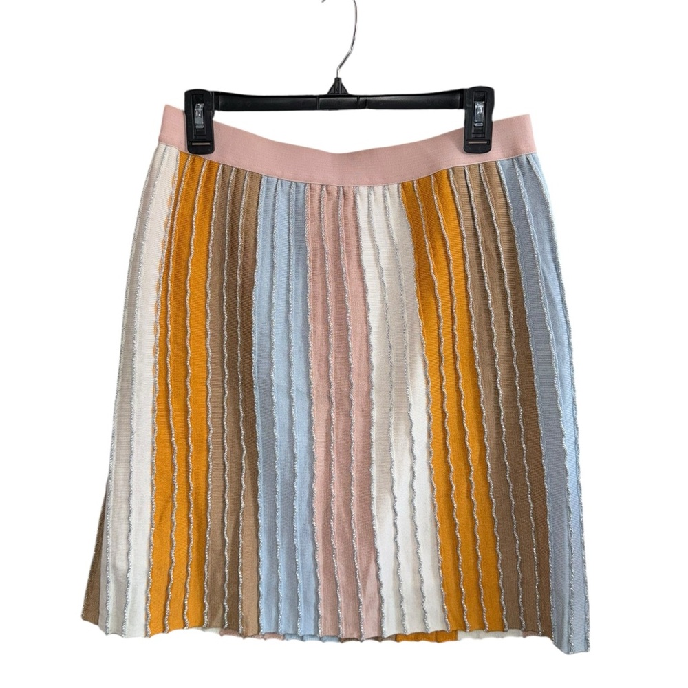 Anthropologie Eva Franco Colorful Pastel Knit Striped Mini Skirt Size Large nwt - Picture 3 of 9